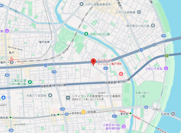 江東区亀戸、マンションの地図画像です