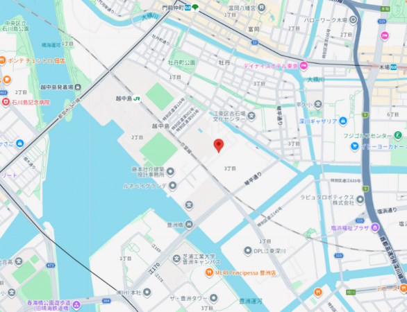 江東区越中島、マンションの地図画像です