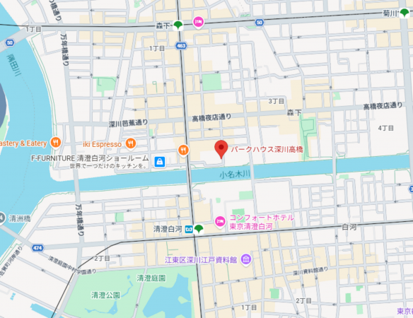 江東区高橋、マンションの地図画像です