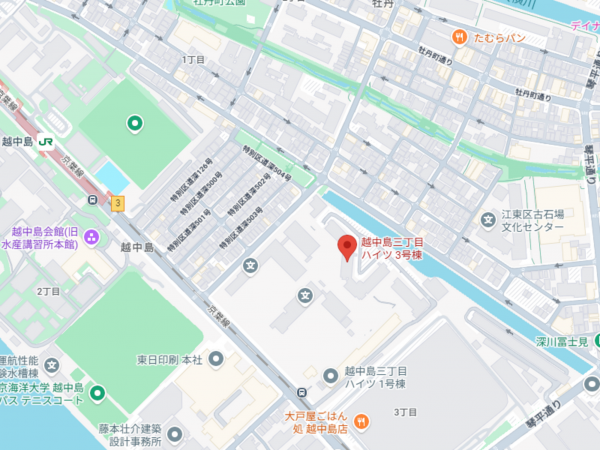 江東区越中島、マンションの地図画像です
