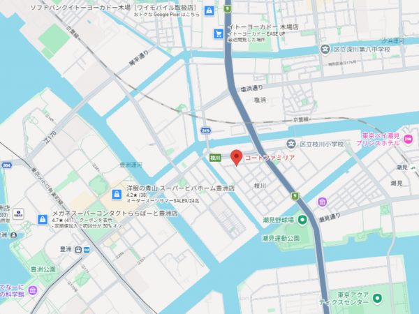 江東区枝川、マンションの地図画像です