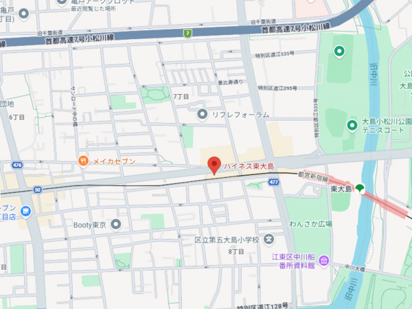江東区大島、マンションの地図画像です