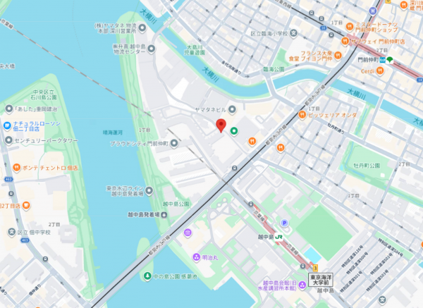 江東区越中島、マンションの地図画像です