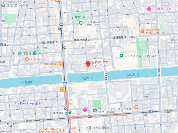 江東区高橋、マンションの地図画像です