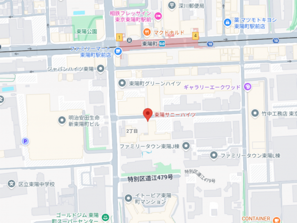 江東区東陽、マンションの地図画像です