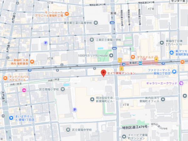 江東区東陽、マンションの地図画像です